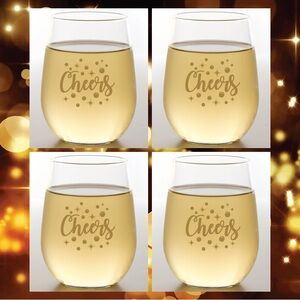 Cheers Gold Stemless Shatterproof Wine Glasses (4 Pack)